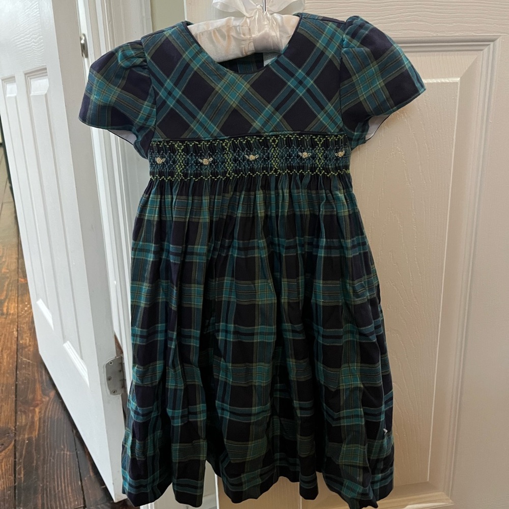 Edgehill Collection Navy and Green Plaid Dress with smocking details 18 months - Picture 8 of 8